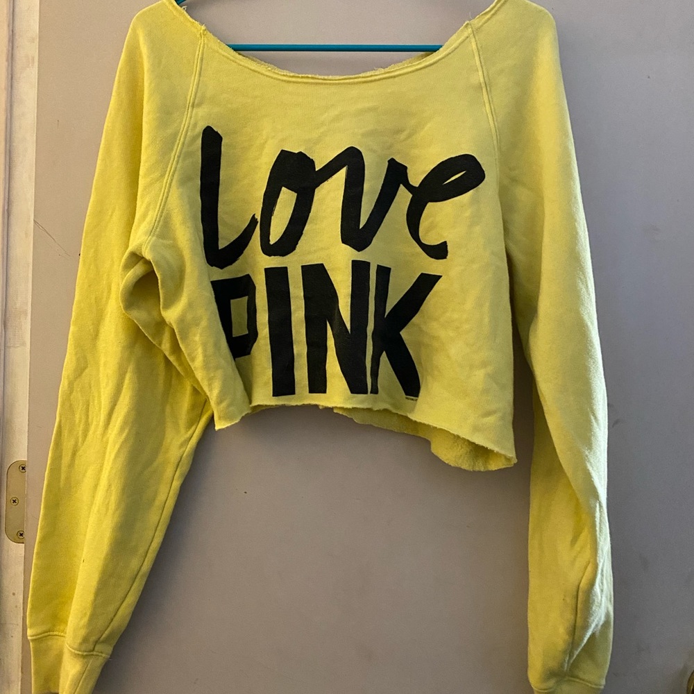 PINK cropped off the shoulder sweatshirt